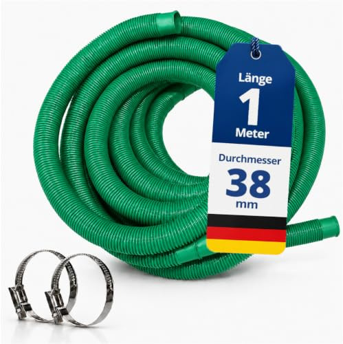 HAF Poolschlauch Grün (Ø 38mm / 1m Länge) – Schwimmbadschlauch für Sandfilteranlage und Poolpumpe – UV-beständig und chlorbeständig – Solarschlauch für Aufstellpool, Einbaupool und Schwimmbad