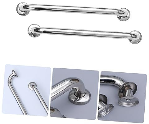 Anneome 2 Pcs 25x400mm Stainless Steel Bathroom Grab Bars, Safe Grab Bar Handrails for Toilet and Bathtub, 304 Stainless Steel Safety Armrests for Washing Room