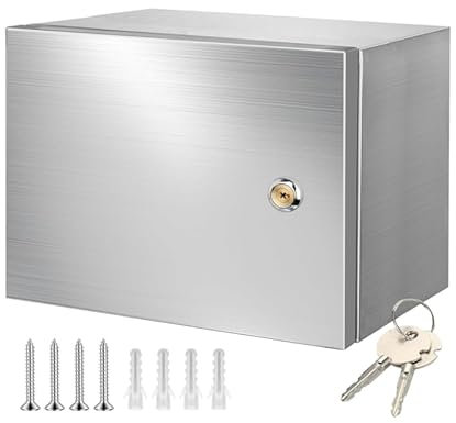Acier Inoxydable Armoire Electrique, Boitier Electrique Étanche Exterieur avec 2P Interrupteur de Fuite 32A et Prise Européenne 250V/16A, Cache Compteur Distributeur Electrique Mural à Serrure