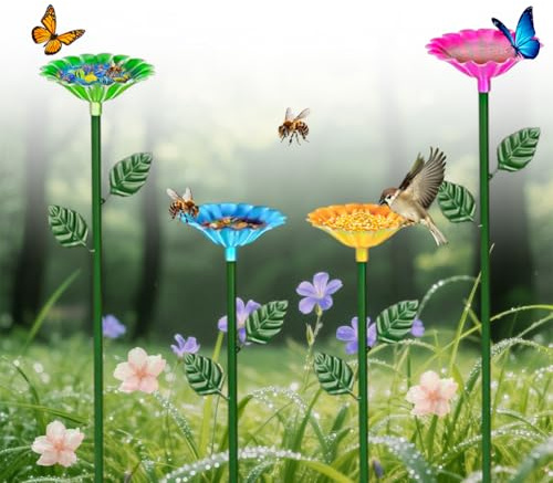 Bee Drinker for the Garden, 4 Pieces Bee Drinking Cups for the Garden, Bee Water Feeder, Bee Insect Drinker Garden, Bee Feeding Station Bee Insect Drinking Cup Bee Feeding for Garden Porches