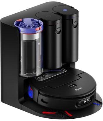 Dyson Spot+Scrub™ AI, aspirateur robot laveur sec et humide, rouleau humide auto-nettoyant, 4× puissance d’aspiration sur tapis, vidage automatique, élimination des taches par IA (Noir/Bleu)