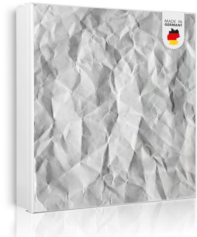 banjado Großer Schlüsselkasten Metall - Schlüsselbox 30x30cm beschreibbarer mit 32 Haken - Schlüsselkasten modern für Schlüsselaufbewahrung - Korpus Weiß Scharnier Links - Motiv Geknittertes Papier Gr