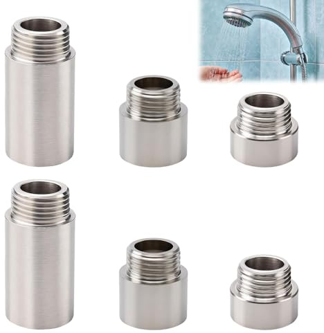 6 prolunghe per rubinetto da 1/2, in acciaio inox, prolunga per tubo doccia con filettatura esterna, prolunga per rubinetto, valvola angolare, soffione doccia, sanitari, tubi