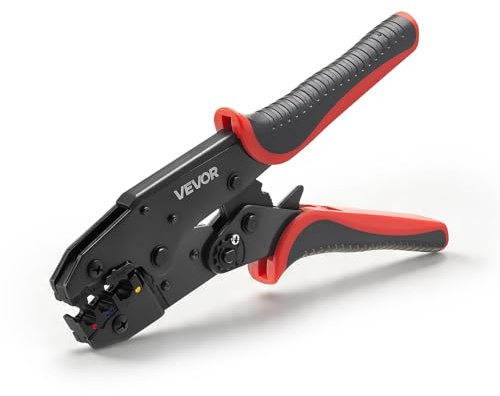 VEVOR Crimpadora Terminales Eléctricos, 0,5-6 mm², Alicates de Crimpado de Trinquete para Terminales de Cables Eléctricos, con Marcas Métrica y del Sistema AWG, Liberación Rápida, Alicates de Engaste