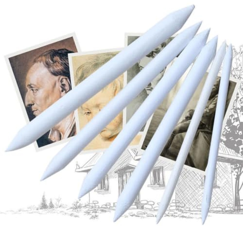 SWOOMEY Difuminadores y Tortillones Blancos Papel Suavizado de Grafito Conjunto de 6 y Mezcla Rápida para Dibujo Artístico para Bocetos