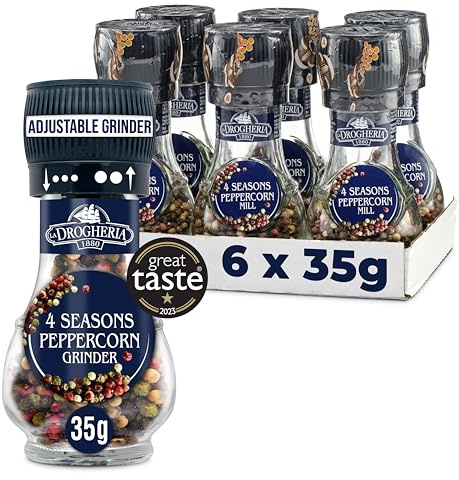 La Drogheria 4 Seasons Pepper Corns Adjustable Grinder 35 g,Pack of 6