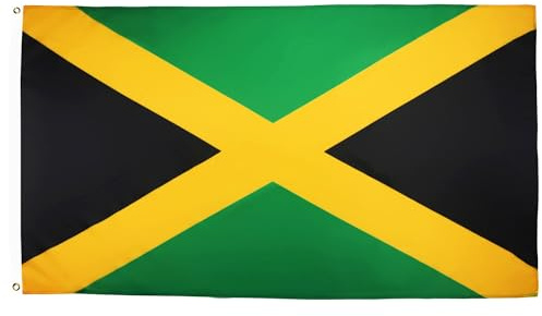 AZ FLAG - Bandera Jamaica - 90x60 cm - Bandera Jamaicana 100% Poliéster Con Ojales de Metal integrados - 50g - Colores Vivos Y Resistente A La Decoloración