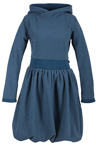 Vishes - Alternative Bekleidung - Warmes Langarm Ballonkleid aus recyceltem Fleece mit Kapuze türkis 50