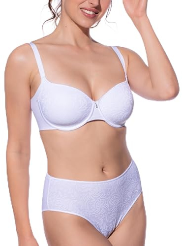 Selene, Sujetador Reductor para Mujer con Banda Alta y Aros, Copas Acolchadas y Costuras Planas, Colección Morella, Color Blanco, Talla 110C