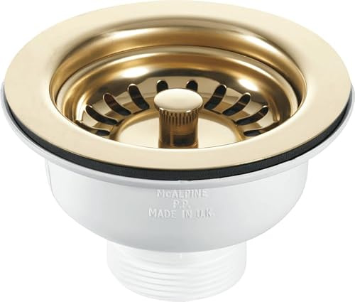 McAlpine 1.5 Basket Strainer Waste: 113mm Stainless Steel Flange: Stemball Plug: Centre Pin Model - BSWPVD