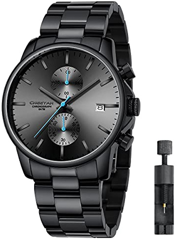 Affute Reloj de Cuarzo con cronógrafo de Acero Inoxidable y Metal, Resistente al Agua, con Fecha automática en manecillas Coloridas