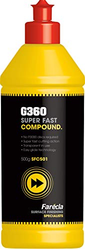 Farécla G360 Super Fast Compound 500g (SFC501) – Heavy Cut Liquid Compound for Cars, Removes P1500 Scratches, No P3000 Needed, Fast Cutting Action, Swirl-Free, High Gloss Finish, Permanent Results