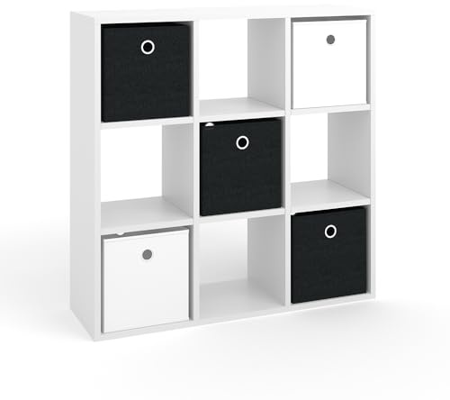 Vicco Raumteiler Hylda, Weiß, 82.8 x 82.8 cm | zur Raumtrennung und Aufbewahrung von Büchern und Boxen