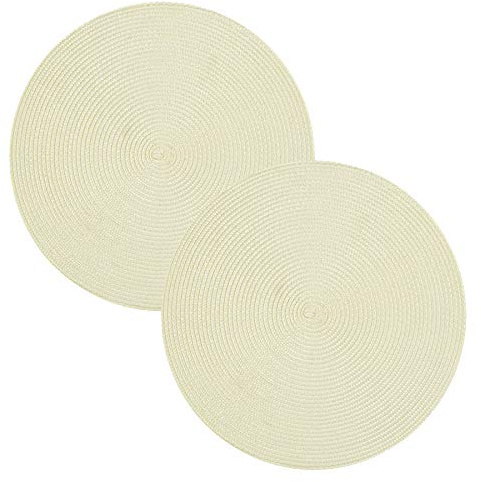Tischset 2er Set Ecru rund 35 cm Ø Platzset abwaschbar Platzdeckchen Untersetzer