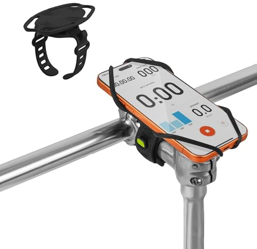 Bone Bike Tie 6 Pro, Bicycle Phone Mount for Stem, Scratch-Free & Shock-Absorbing Silicone MTB Holder with Dual-Strap Protection, Cycling Phone Carrier for iPhone & 4.7–7.2 Smartphones (Stem)