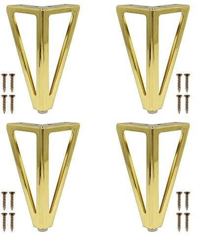 4 delar triangulära metallmöbler fötter, triangel moderna möbler fötter, gyllene möbelben, utbytbara bordsben för skåp, skåp, soffa, soffa