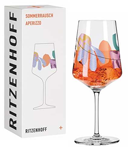 RITZENHOFF 2841008 Aperitifglas 500 ml - Serie Sommerrausch Nr. 8 mit farbenfrohen Formen - Made in Germany, Grün, Orange, Blau