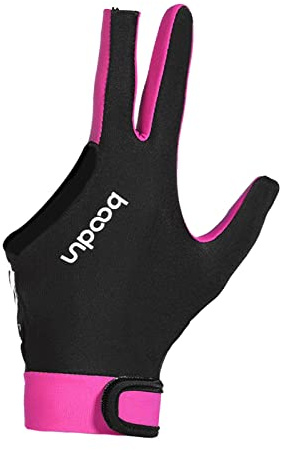 Easnea Billard-Handschuh für Snooker-Queue, Poolhandschuhe, linke Hand, 3 Finger, Spandex, Pink, Größe M