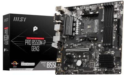 MSI PRO B550M-P GEN3 Motherboard, Micro-ATX, AM4 - AMD Ryzen 5000 Ready - DDR4 Boost 4400+MHz/OC, PCIe 3.0 x16 Slot, 1 x M.2 Gen3 Slot, 1G LAN
