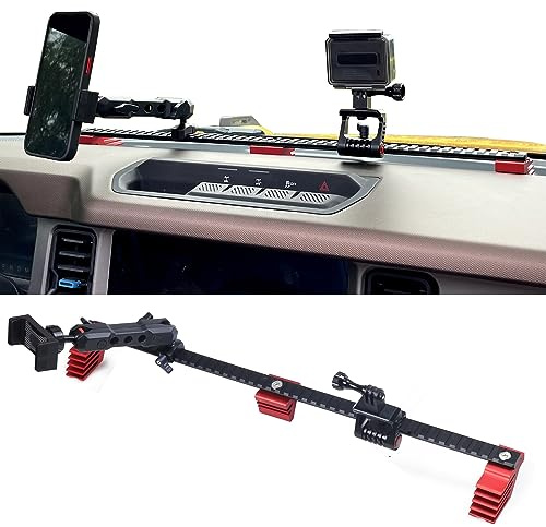 RERPRO Supporto per telefono da cruscotto Supporto lungo per guida Picatinny per 2021 2022 2023 2024 Nuovo Ford Bronco 2/4 porte Accessori interni Supporto per telefono cellulare per GoPro Action