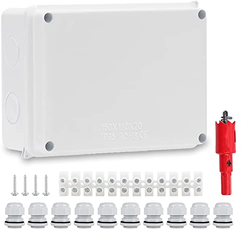 Abzweigdose Wasserdicht, Vegena Verteilerdose Aufputz Wasserdichter IP65, Aufputz-Abzweigkasten Groß, ABS Abzweigdose Unterputz für Feuchträume Boden, Elektroanschlusskasten Außen (150x110x70 mm)