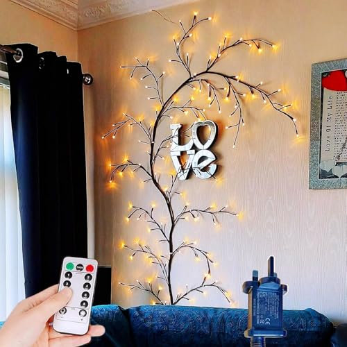 LUYOEXT Flexible & Sturdy DIY Willow Vine Lights, 8.5ft Flexible Wall Tree Lights, 160 Leds, Warm White, 51 inches, Perfect for Home Decor