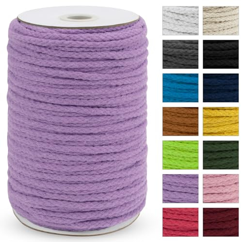 Uiopa Makramee Garn 5mm x 90m, Baumwollkordel Baumwollseil Natürlicher Baumwollschnur, Makramee Garn Geflochten für Pflanzenaufhänger, Wandbehang, Traumfänger, Garten, DIY-Projekte