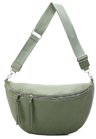 OBC Damen Tasche Crossbody Brusttasche Hüfttasche Schultertasche Umhängetasche Bauchtasche Gürteltasche Crossover Reisetasche Body Bag Kunstleder Mint XXL