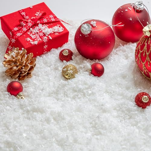 Weihnachten Kunstschnee Dekor,Kunstschnee Dekoschnee Sofortiger Schnee zum Streuen, Weiß Weich Flauschig Kunstschnee,Watte Deko Schnee Innen Fake Schnee für Weihnachtsbaum Winter Wohnkultur (250g)
