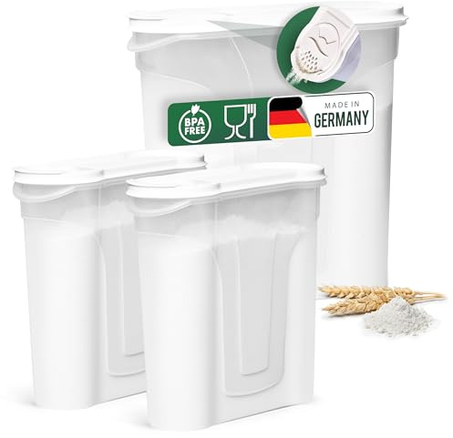 Novaliv Schüttdosen 3er SPARSET Vorratsdosen zum Streuen 4l + 2,4l + 2,4l Dosen mit Deckel für Müsli Mehl Zucker Dosen Küchen Organizer Food Box Meal-Prep-Boxen Aufbewahrungsdosen für die Küche