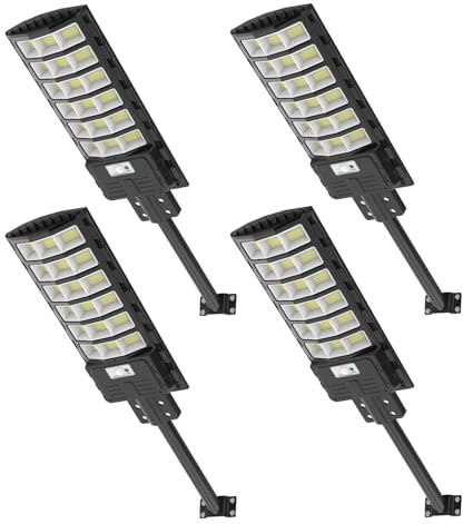 Sararoom Farolas Solares Exterior, 600W Foco Proyector LED con Sensor de Movimiento, IP65 Impermeable Luz de Seguridad Energía Solar, 6500K Blanco Farola Lámpara para Case Patio Calle Garage pared,4pc