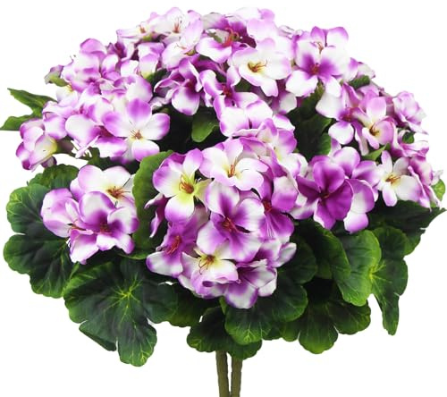 FAICOIA Künstliche Geranien für den Außenbereich, Seide, Geranien, Blumen, 2 Stück