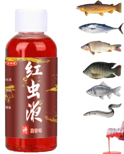 LYEAA 60 ml roter Wurm-Köder,Fischköder-Lockstoff,konzentrierte Angelköder,Mehrzweck-Konzentrat für Fischköder, starker Fischlockstoff für Forelle, Kabeljau, Karpfen, Barsch