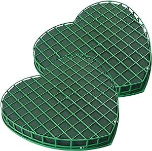 Amacoam Steckschaum Herz 2 Pcs Blumensteckmasse für Blumengestecke Nasssteckschaum Steckschwamm Blumensteckschaum Herz mit Gitter Frischblumen moos Basteln Deko für Hochzeit Ostern Feiern Geburtstag