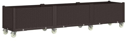 vidaXL Pflanzkasten mit Rollen Braun 240x50x54 cm PP