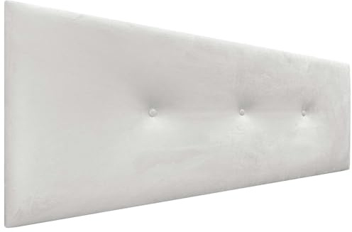DHOME Kopfteil aus glattem Samt mit Knöpfen, hohe Qualität, modernes gepolstertes Kopfteil, Luxus-Bett, gepolstertes Schlafzimmer (Weiß, 135cm)