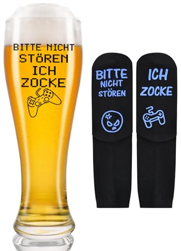 Joymaking Vasos de cerveza calcetines regalo para hombres, jugadores, zocker, adolescentes, novios, Navidad, cumpleaños, 720 ml