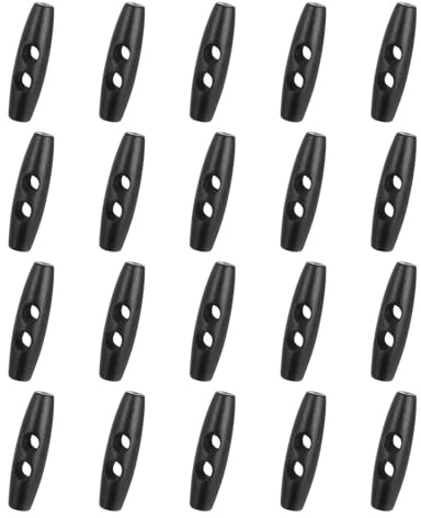 sourcing map Knebelknöpfe aus Holz, 40 mm, 2 Löcher, Olivenform, für Heimwerker, Mantel, Kleidung, Accessoires, Kleidung, Dekoration, Schwarz, 50 Stück