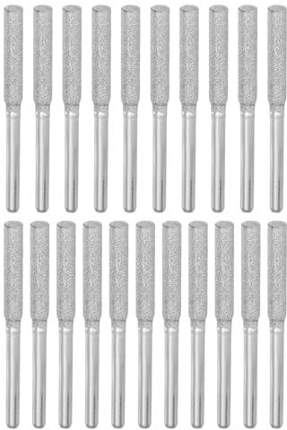PATIKIL 21 Pcs Diamond Chainsaw Sharpening Kit 5/32 Inch High Hardness Sharpening Stone Polishing Silver (4mm)