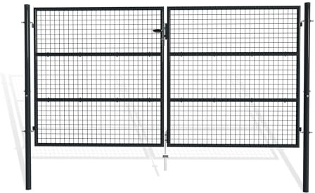 Casanoov Portail Grillage OLGA 3x1,5 m Gris Anthracite – Portail Battant 2 Vantaux avec Poteaux Inclus – Acier Galvanisé – Résistant Intempéries Anti-Corrosion – Kit Complet 285x150 cm