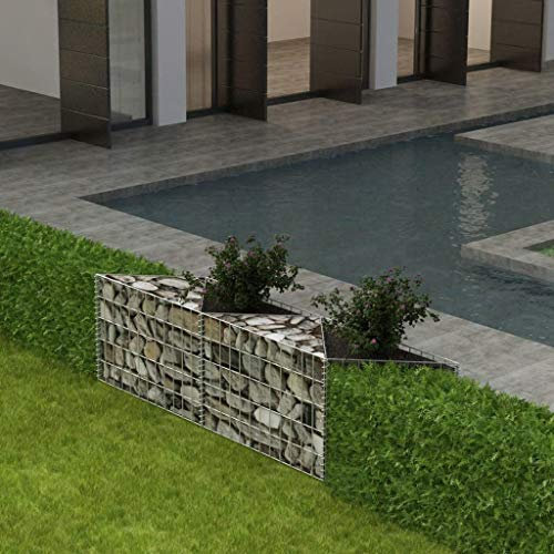 Iiaky Gabion Basket Galvanised Steel 120x30x50 cm-Gabion Wall Mesh Wire Stone Basket Galvanised Iron Stone Basket Outdoor Spiral Planter Retaining Wall