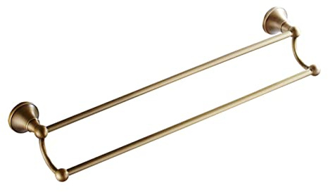 Portasciugamani in ottone antico da parete con doppia asta per bagno e cucina, elegante porta asciugamani e ripiano per asciugamani da bagno