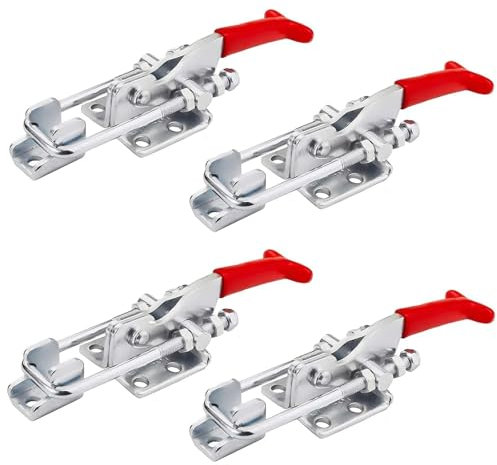 Lot de 4 Loquet à Bascule en Métal, Fermeture à Levier Sauterelle de Serrage Réglable Pince à Loquet Sauterelles de Menuisier pour Armoire Porte Boîte Cas sans Serrure, GH-431 318 kg / 701 lb