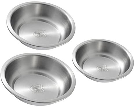 KICHOUSE 3pcs Stainless Steel Round Breakfast Plate Silver Charger Plates Roast Meat Tray for Hotel Restaurant