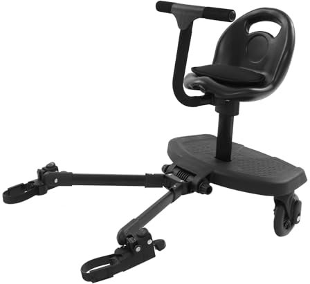 Buggy Board, 64 x 59 cm, buggy bräda med säte, stegbräda för barnvagn, universell barnvagnskoppling, babyhandvagn med säte