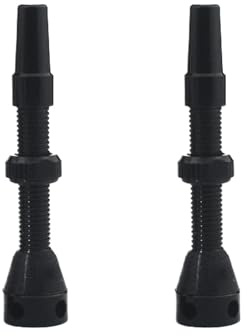 Tubeless ventilset 44 mm, svart | Presta-ventiler för slanglösa däck, aluminiumventiler, anodiserad, superlätt, för mountainbikefälgar, dubbel tätning för tillförlitlig tätning