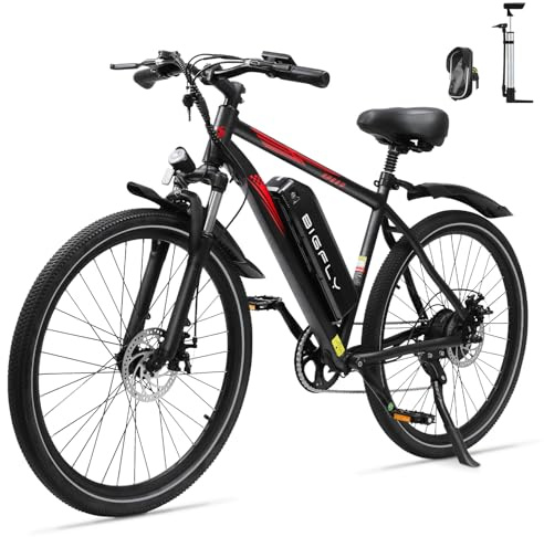 BK15 Bicicleta eléctrica para adultos con motor Buje de 250 W (32 Nm), MTB Eléctrica de Ciudad de 26 pulgadas con batería extraíble 432 Wh hasta 80 km (PAS), 7 velocidades y suspensión delantera