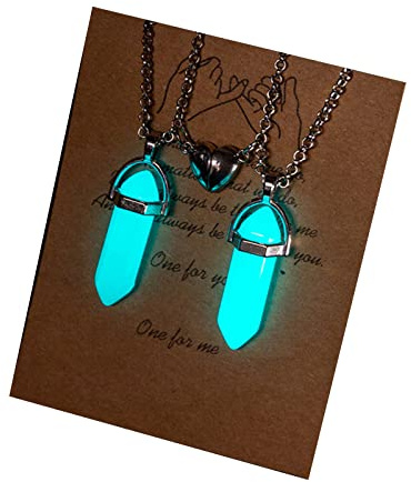 2 x Kristall-Halskette, sechseckiger Anhänger, Magnet, Herzanhänger, Halskette, Schmuck für Frauen, Geburtstagsgeschenke, sechseckige Halsketten