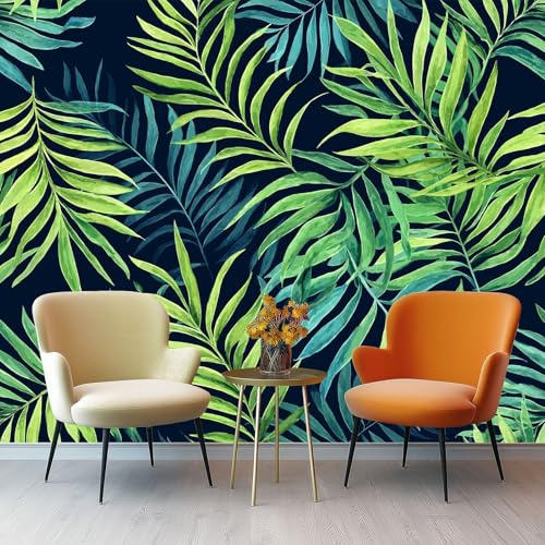 Carta Da Parati Tropicale Verde Foglie Di Palma Fondo Profondo 3D Fotomurale – Poster Gigante Da Parete Per Camera Da Letto, Soggiorno,Corridoio – Decorazione Murale 200 X 140 Cm