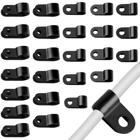 300 Stück R-Typ Kabelschellen Schwarz Set, 5 Größen Kabelschellen zum Schrauben, Nylon Kabelhalter Schraubbar für sichere Kabelbefestigung und ordentliches Kabelmanagement im Büro & Zuhause